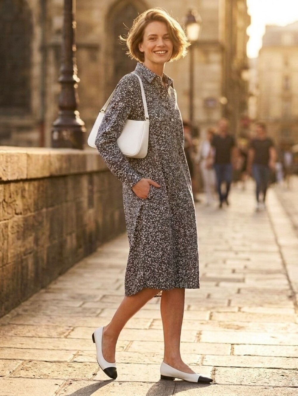 Women's Long Sleeve Shirt Dress in Charcoal Floral 🐬B2G1 Free🐬